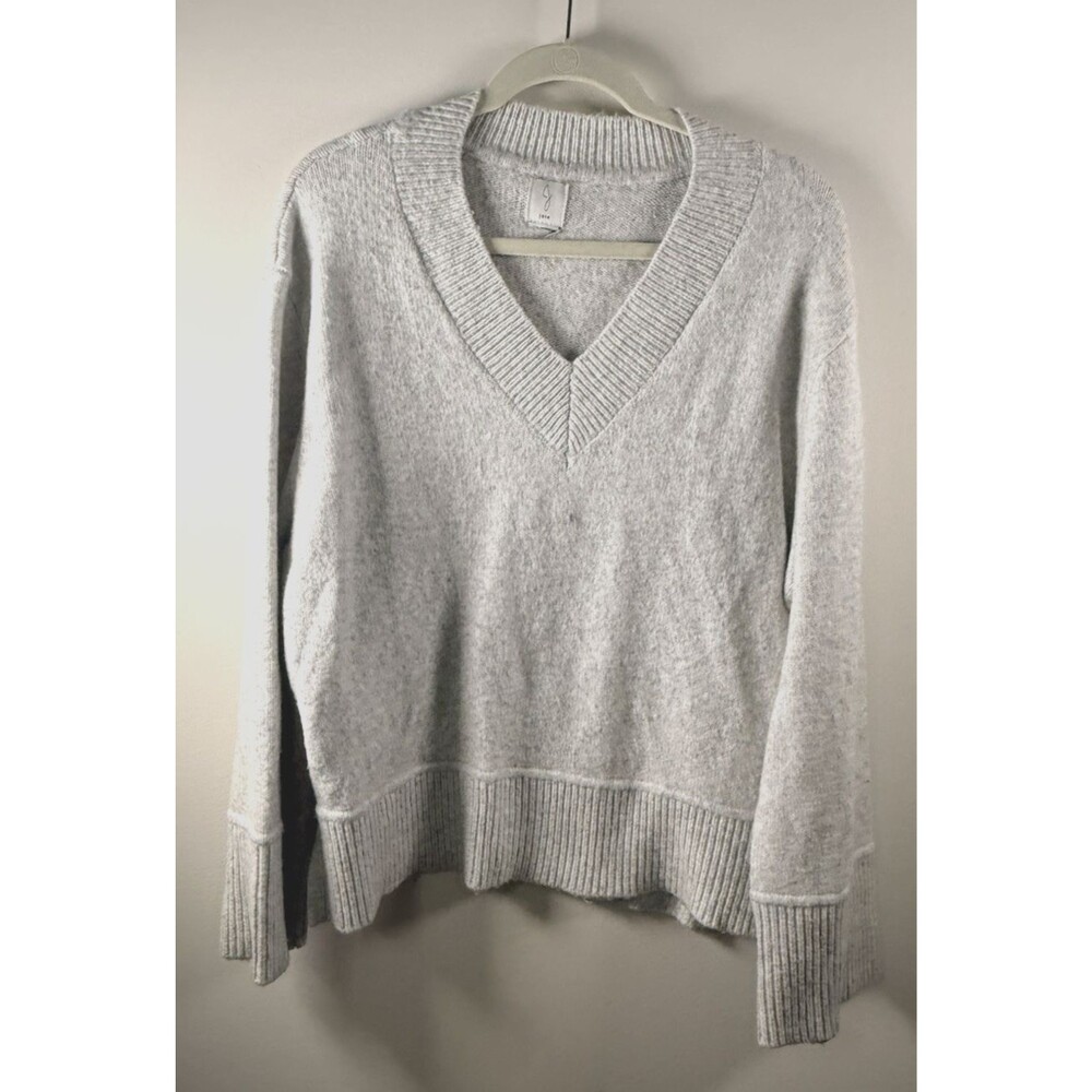 Joie Womens Gray V-Neck Ribbed Knit Pullover Sweater Long Sleeve - Medium